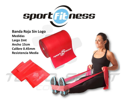 Imagen 4 de 7 de Banda Elastica Theraband Sportfitness Resistencia Media 2mts