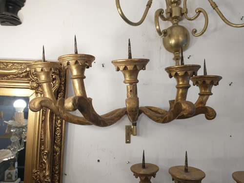 Antiguo Candelabro Porta Velas Victoriano De Pared 5 Brazos