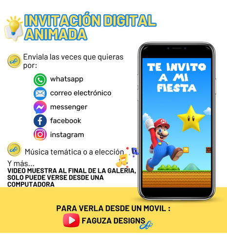 Invitacion Digital Mario Bros Personalizada