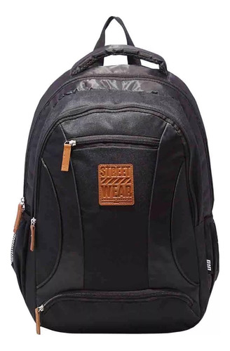 Mochila Espalda Escolar Urbana Reforz Lsyd Street Wear Lisa Color Negro Diseño De La Tela Liso