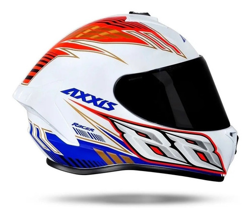 Capacete Axxis Racer 56 58 60 Branco Azul Vermelho Draken 88