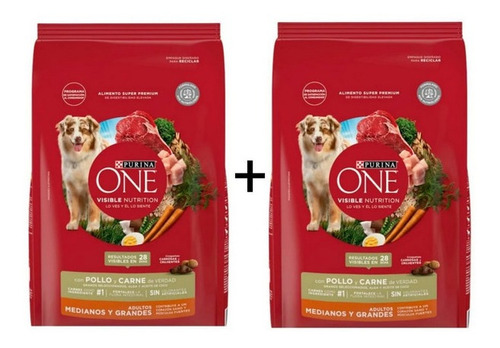 Alimento Para Perro One Purina Pollo Y Carne 2 De 12kg C/u