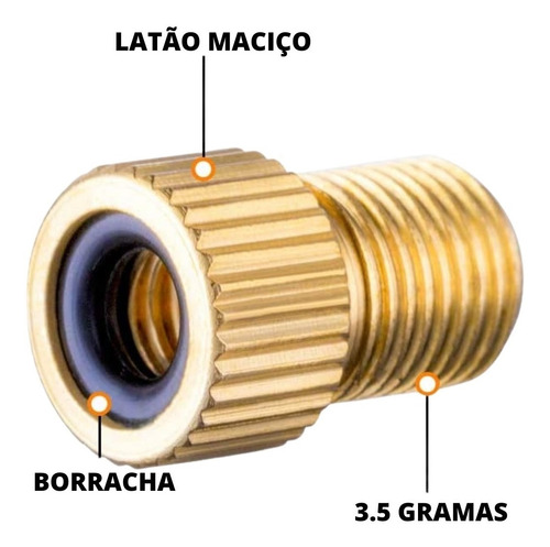 Imagem 2 de 6 de Adaptador Valvula Presta Bico Fino Para Grosso Pneu Bike
