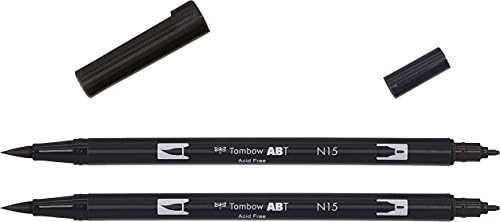 Tombow Abt Dual Brush Pen N15 Negro Paquete De 2
