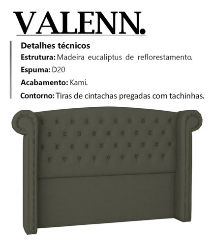 Cabeceira Casal 140 Cm Valenn Linho Sl 74 Peer Cor Grafite