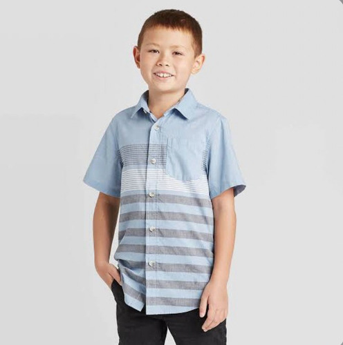 Cat & Jack Camisa Casual O Vestir Para Niño Talla S 6-7 Azul