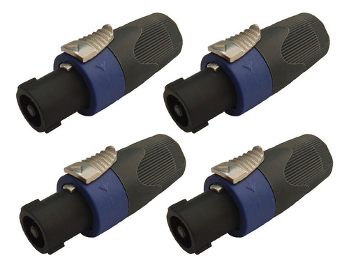 4 Plug Conector Speakon Macho Linha Com Trava Metal