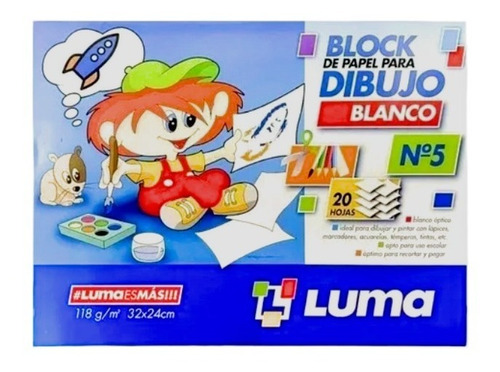 Block De Dibujo Blanco Luma Tipo El Nene N° 5 X 20 Hojas