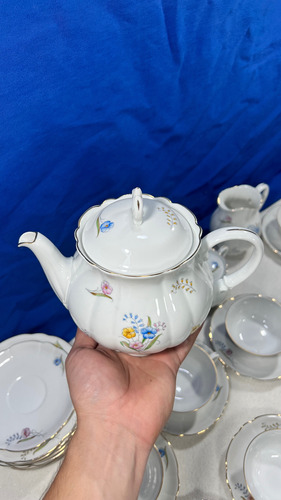Hermoso Juego De Te En Porcelana Verbano Blanco Flores (Usado)