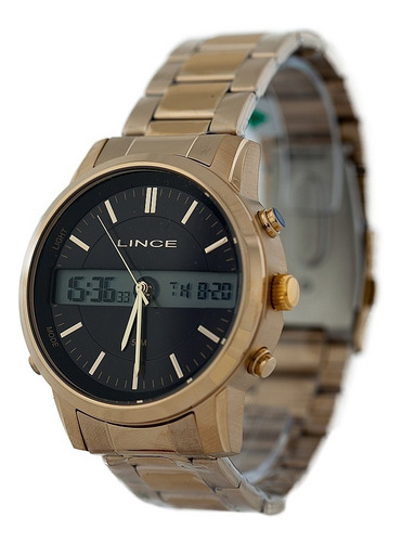 Relogio Lince Masculino Anadigi Mag4489s P1kx Dourado Lançam