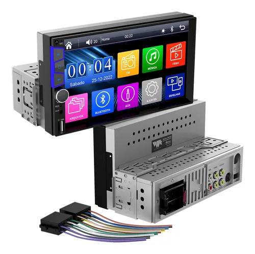 comprar Central Multimídia Mp5 1 Din 2 Din 7pol Espelhamento Usb Bt