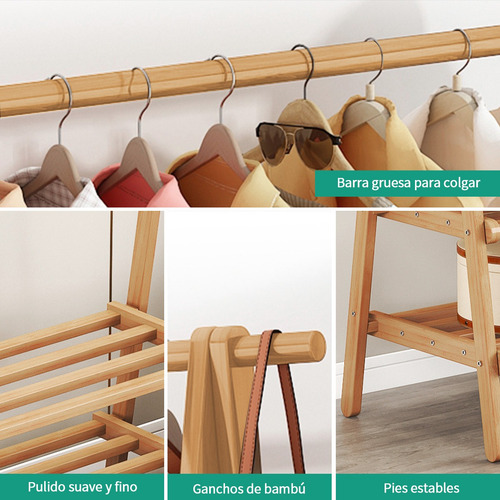 Percha De Suelo Con Balda Percha De Madera Moderna 118cm Amarillo