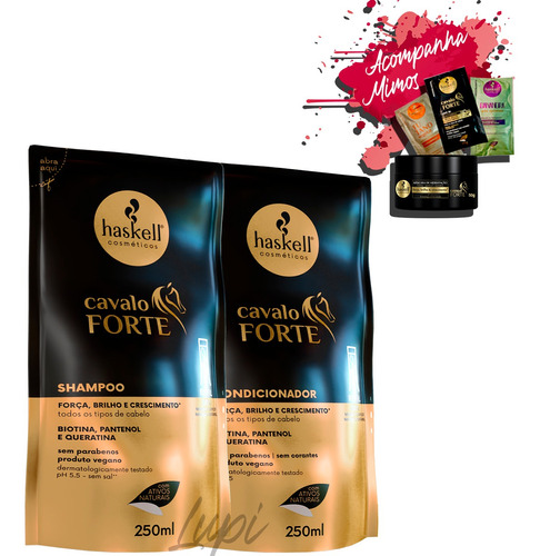  Kit Refil Haskell Cavalo Forte Shampoo Condicionador 250ml