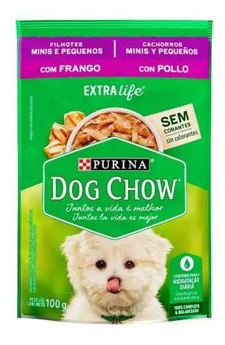 Dog Chow Ração Úm P Cães Filh Raças Peq Fgo Ao Molho 100g
