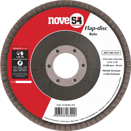 Flap Disc 4.1/2  G50 Costado Fibra Reto Para Aço Carbono - N