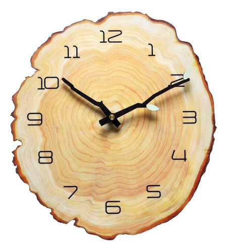 Reloj De Pared Rústico Tronco De Árbol Con Números