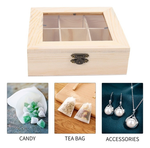 Caja Organizadora De Joyas Para Bolsitas De Té De Madera, 9