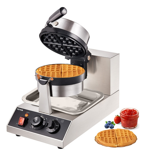 Vevor Máquina Waflera Waffles Gofres Giratoria Comercial 