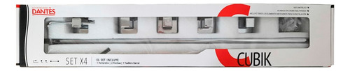 Set De Accesorios Baño Kit 4 Piezas Cubik Dantes Cromo