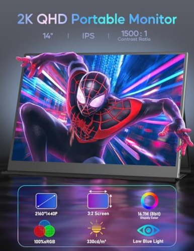 Monitor Portátil Monitor Para Computadora Portátil 2k De 14