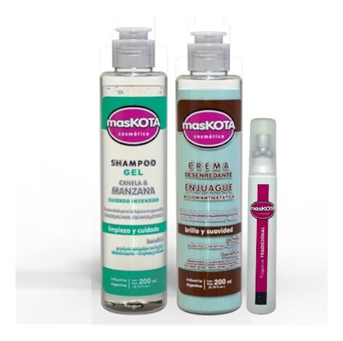 Shampoo Maskota Canela & Manzana+ Enjuague+ Fragancia 200ml Fragancia Tradicional