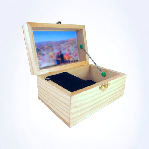 Caja Musical Melodía Personalizada Con Foto Interior, Madera