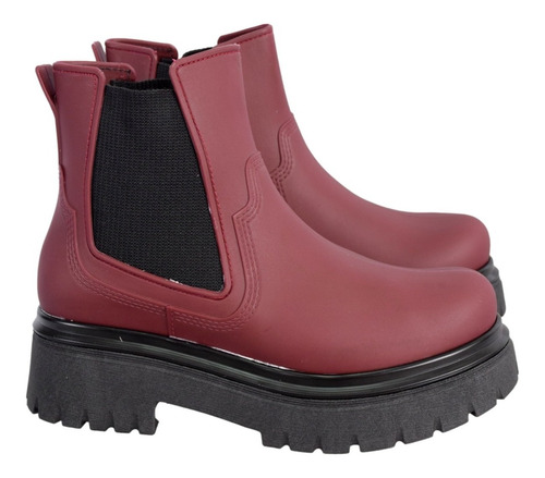 Bota De Lluvia Mujer/ Elásticos/ Caña Corta/ Taco Campus G07