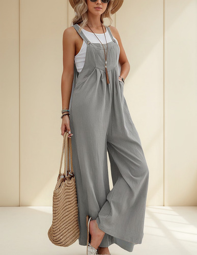Mono Vintage Plisado Sin Mangas De Color Liso Para Mujer