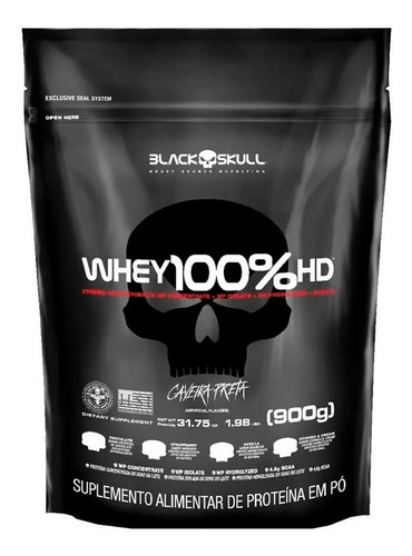 Whey 100% Hd Chocolate Black Skull 900g SachĂȘ