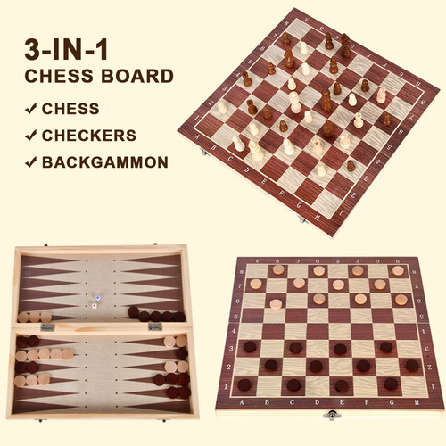 Juego De Damas De Ajedrez Y Ajedrez De Madera Para Entertain