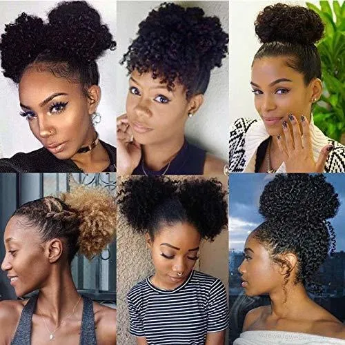 Extensiones De Cabello Rizado Afro Corto Para Mujeres.