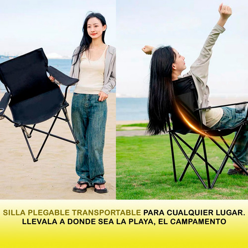 Silla Plegable Para Exteriores, Camping Y Playa