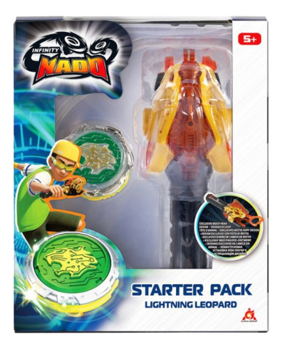 Trompo Tipo Beyblade Con Lanzador Starter Pack Lightning Leopard