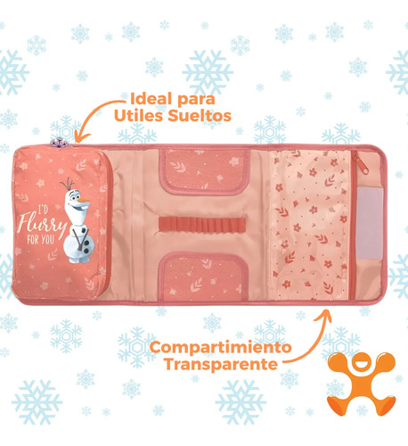 Cartuchera Canopla Desplegable Hecha Con Pvc Brillante Diseño Frozen Aesthetic Para Niñas Escolar Organizadora De Útiles Grande Amplia Extendible 23x17 Centímetros Chimola