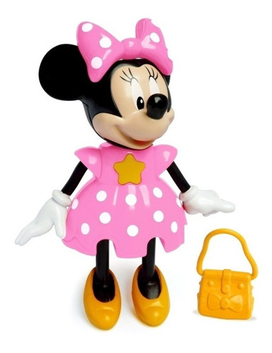 Boneca Minnie Conta Histórias Menina Rosa C/ Bolsinha Disney