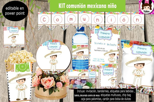 Kit Imprimible Primera Comunion Mexicana Niño Editable