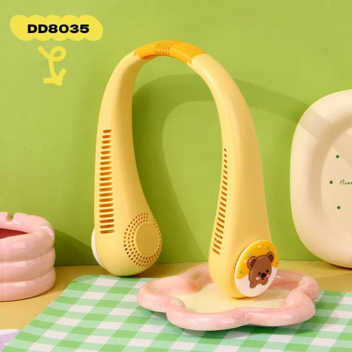 Ventilador De Cuello Portátil Usb 3 Velocidades Recargable Amarillo