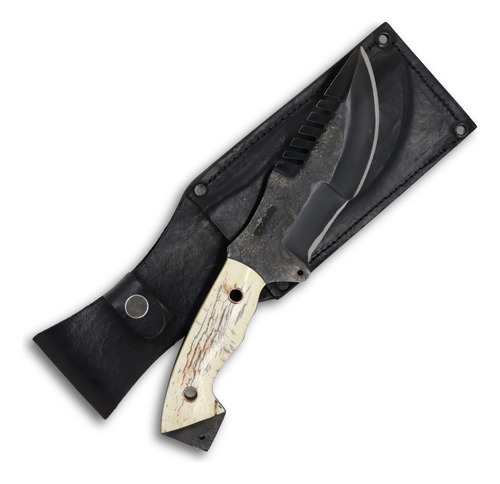 Faca Tracker D'avila 17cm Carbono E Osso, Camping, Bushcraft