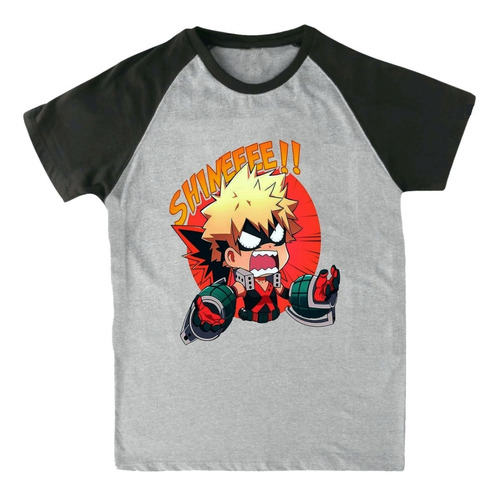 Remera Ranglan Gris - Boku No Hero - Bakugou - Shinee Anime