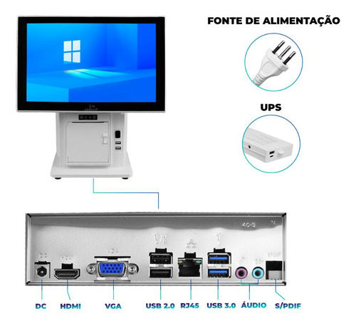 Terminal De Vendas Touch-all-in-one Tela 15,6'' Ddr3 8gb