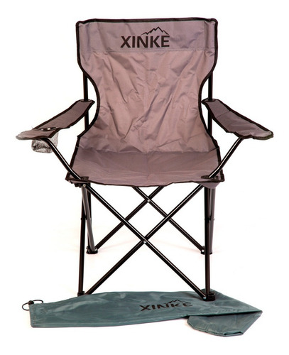 Silla Sillon Plegable Camping Playa Porta Vaso Modelo3 Color Gris