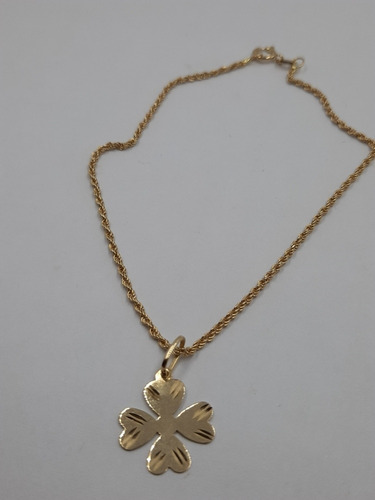 Pulseira Em Ouro 18k Baiana Com Pingente Trevo