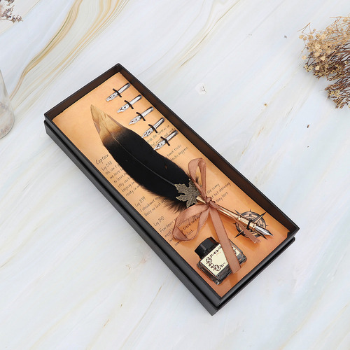 Pluma Retro De Acero Inoxidable Para Escribir Por Inmersión