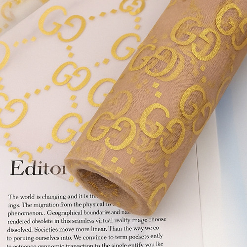 Rollo De Malla De Moda Para Flores/papel Coreano Dorado Gucci
