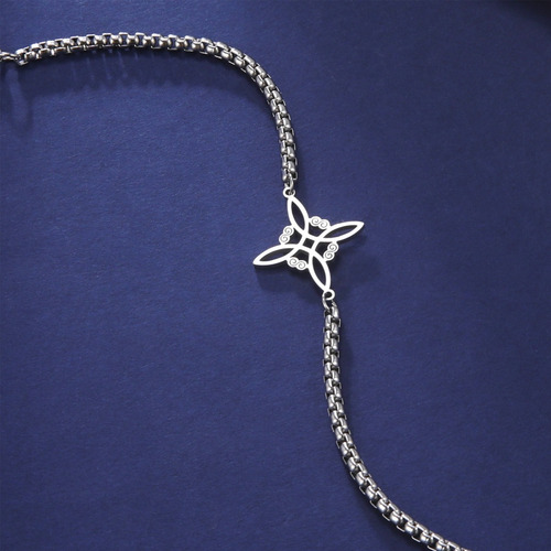Pulsera Nudo De La Bruja Protección Y Estilo Aceroinoxidable Nudo Celta Plateado 6 Cm 17 Cm
