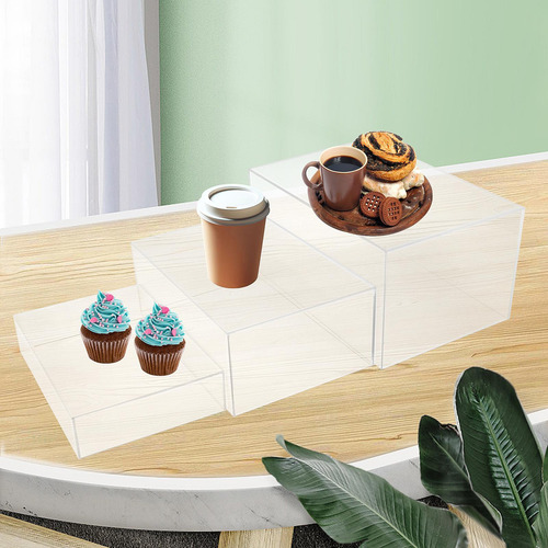 3 Peças Buffet Risers Food Risers Para Exibição De Claro