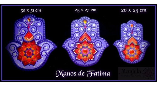 Mano De Fatima O Hamsa De Madera. Pintada A Mano.