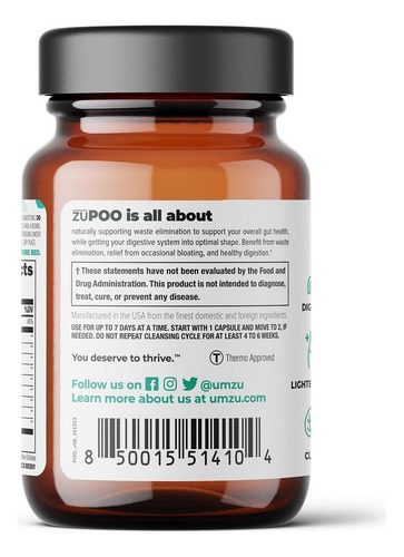 Umzu Zupoo Natural Colon Cleanse, Constipation Relief & Deto