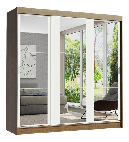 Ropero Closet Madesa Reno 3 Puertas Corredizas Con Espejo Mb