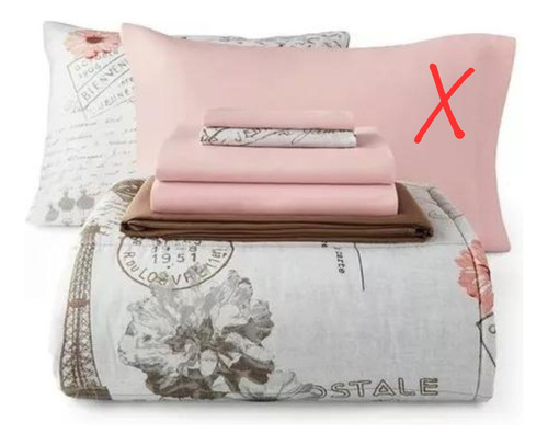 Edredon Paris Individual Juego Mainstays Sabanas Rosa